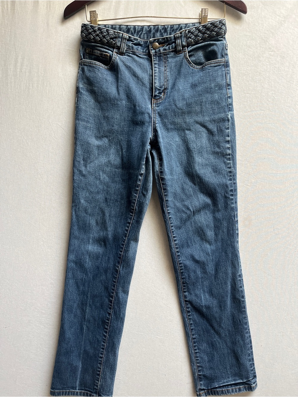 Lauren Jeans Co Ralph Lauren Braided Waistband Straight Leg Denim Size 4